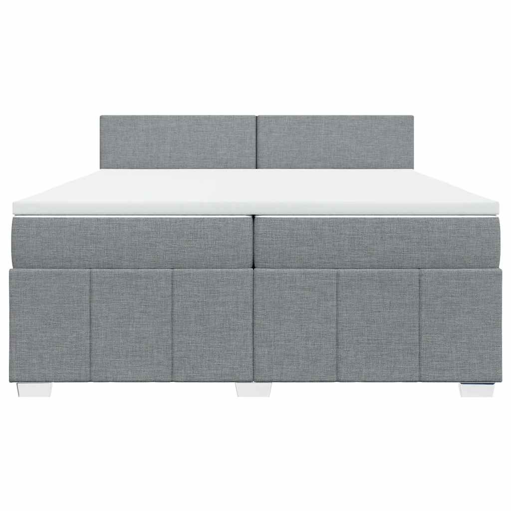 Κρεβάτι Boxspring με Στρώμα Ανοιχτό Γκρι 200x200 εκ. Υφασμάτινο - Pakobazaar