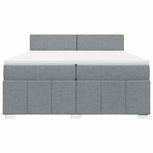 Κρεβάτι Boxspring με Στρώμα Ανοιχτό Γκρι 200x200 εκ. Υφασμάτινο - Pakobazaar