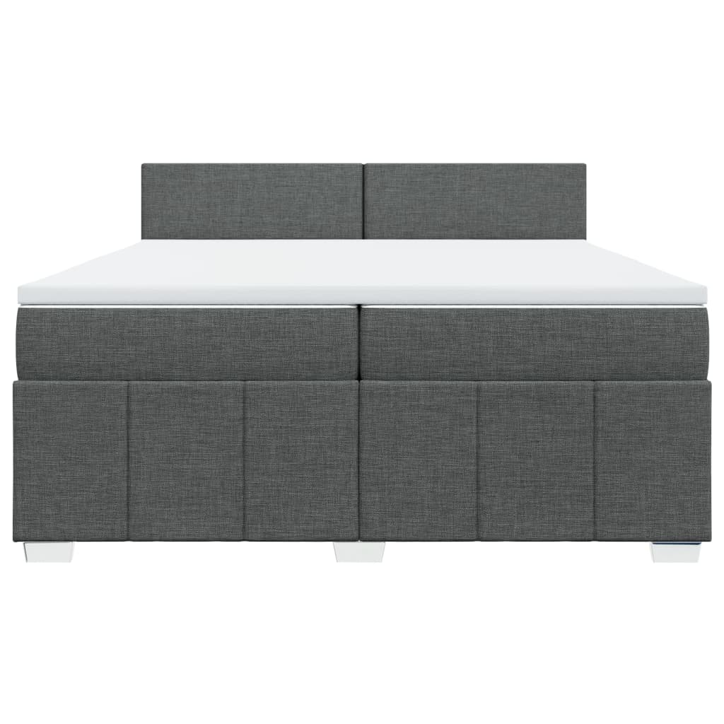 Κρεβάτι Boxspring με Στρώμα Σκούρο Γκρι 200x200 εκ. Υφασμάτινο - Pakobazaar