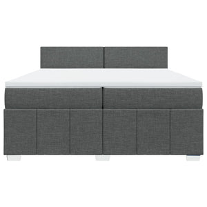 Κρεβάτι Boxspring με Στρώμα Σκούρο Γκρι 200x200 εκ. Υφασμάτινο - Pakobazaar