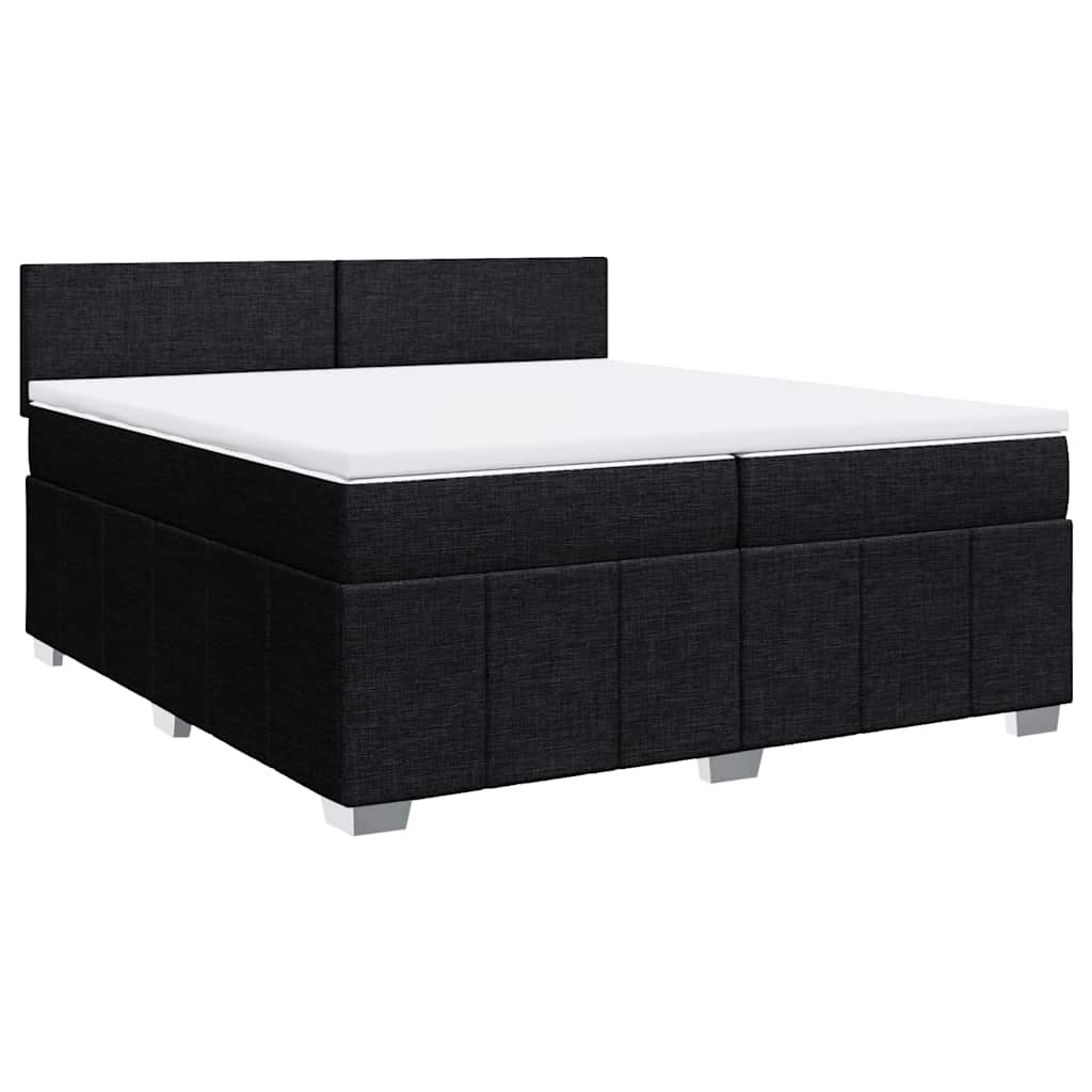Κρεβάτι Boxspring με Στρώμα Μαύρο 200x200 εκ. Υφασμάτινο - Pakobazaar
