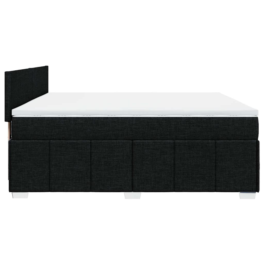 Κρεβάτι Boxspring με Στρώμα Μαύρο 200x200 εκ. Υφασμάτινο - Pakobazaar