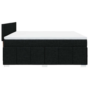 Κρεβάτι Boxspring με Στρώμα Μαύρο 200x200 εκ. Υφασμάτινο - Pakobazaar