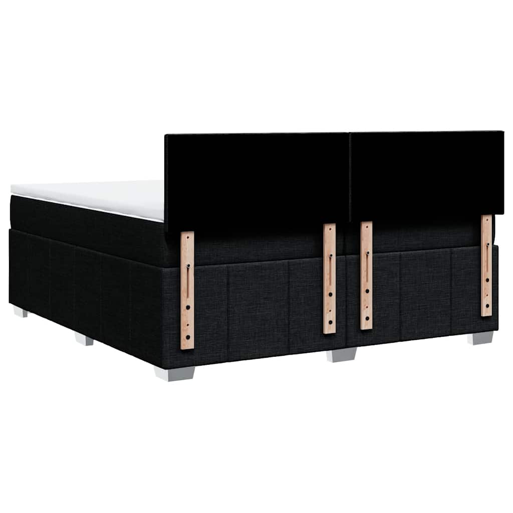 Κρεβάτι Boxspring με Στρώμα Μαύρο 200x200 εκ. Υφασμάτινο - Pakobazaar