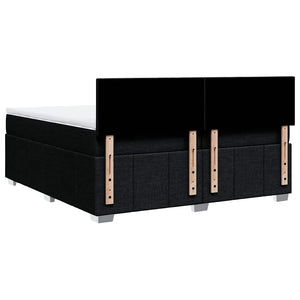 Κρεβάτι Boxspring με Στρώμα Μαύρο 200x200 εκ. Υφασμάτινο - Pakobazaar