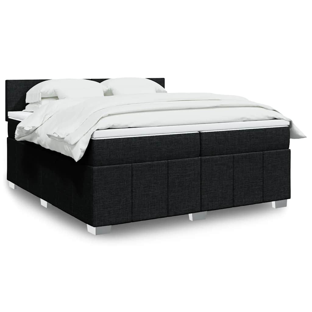 Κρεβάτι Boxspring με Στρώμα Μαύρο 200x200 εκ. Υφασμάτινο - Pakobazaar