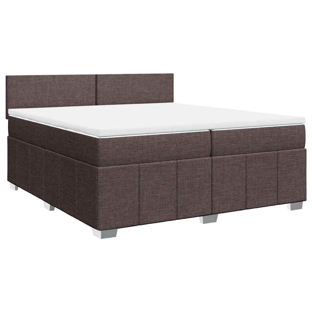 Κρεβάτι Boxspring με Στρώμα Σκούρο Καφέ 200x200 εκ. Υφασμάτινο - Pakobazaar