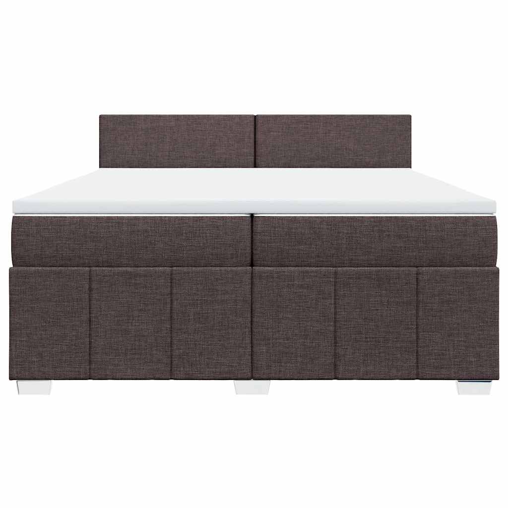 Κρεβάτι Boxspring με Στρώμα Σκούρο Καφέ 200x200 εκ. Υφασμάτινο - Pakobazaar