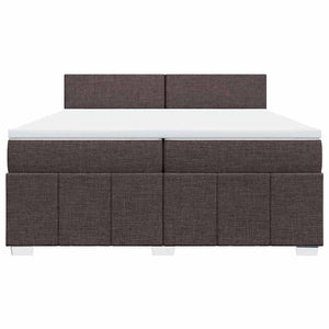 Κρεβάτι Boxspring με Στρώμα Σκούρο Καφέ 200x200 εκ. Υφασμάτινο - Pakobazaar
