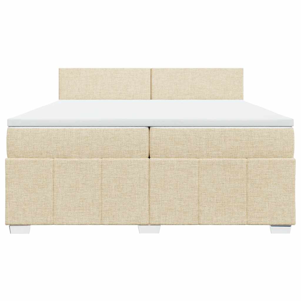Κρεβάτι Boxspring με Στρώμα Κρεμ 200x200 εκ. Υφασμάτινο