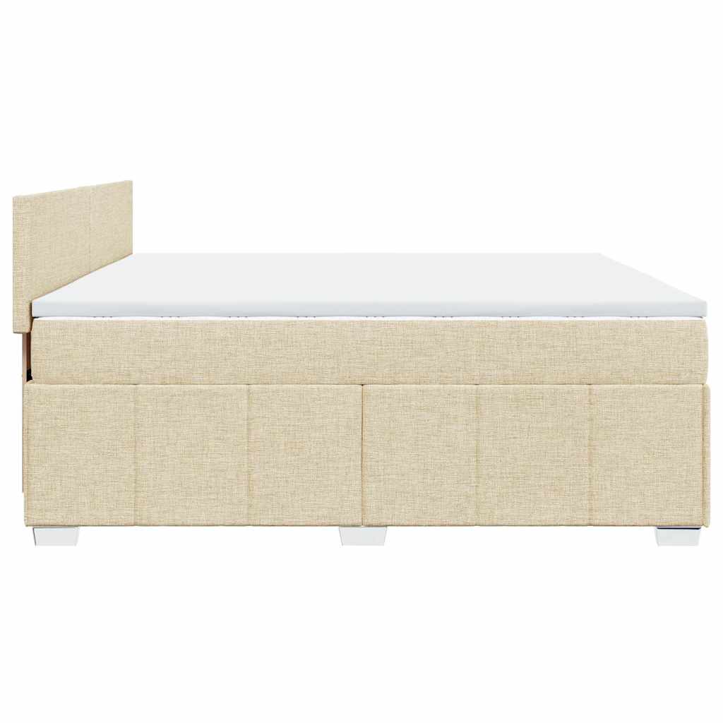 Κρεβάτι Boxspring με Στρώμα Κρεμ 200x200 εκ. Υφασμάτινο