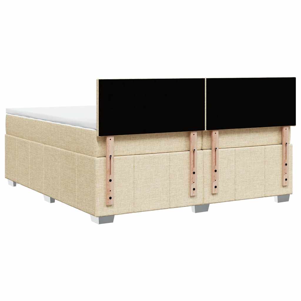 Κρεβάτι Boxspring με Στρώμα Κρεμ 200x200 εκ. Υφασμάτινο