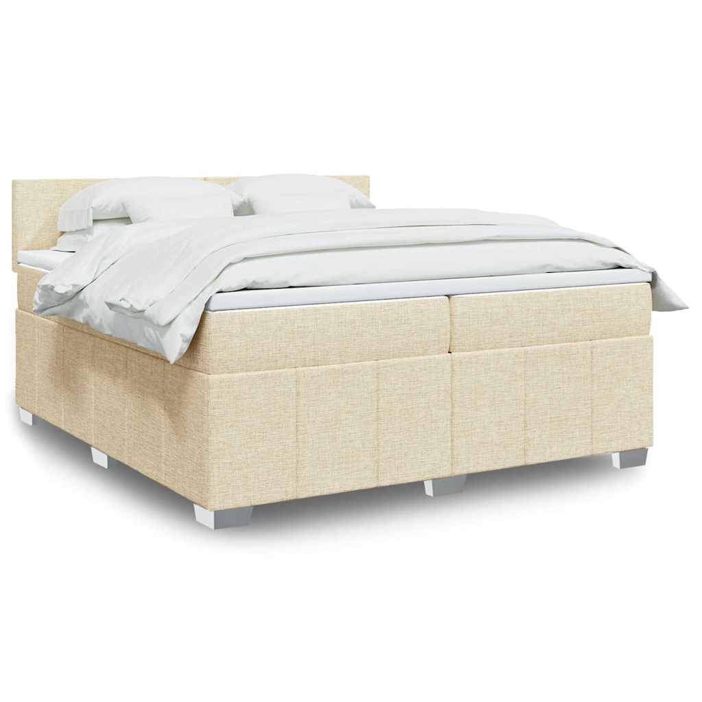 Κρεβάτι Boxspring με Στρώμα Κρεμ 200x200 εκ. Υφασμάτινο