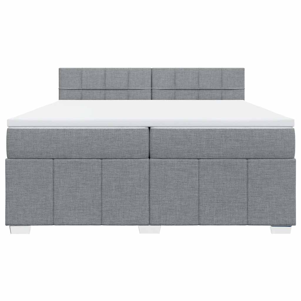Κρεβάτι Boxspring με Στρώμα Ανοιχτό Γκρι 200x200 εκ. Υφασμάτινο