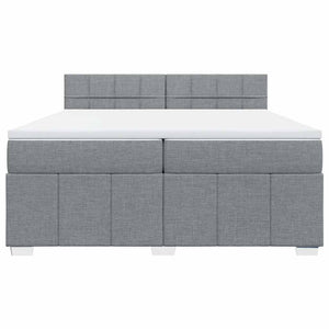 Κρεβάτι Boxspring με Στρώμα Ανοιχτό Γκρι 200x200 εκ. Υφασμάτινο