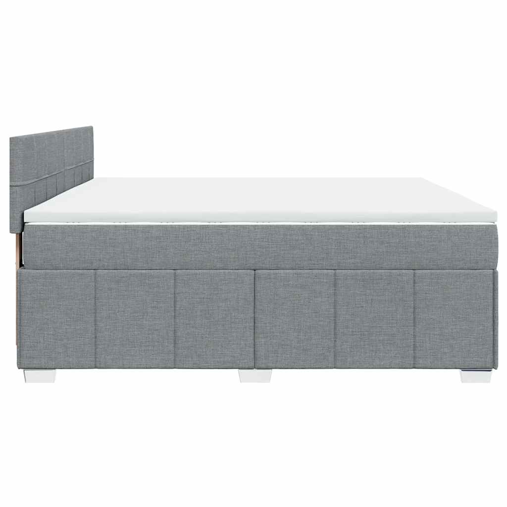 Κρεβάτι Boxspring με Στρώμα Ανοιχτό Γκρι 200x200 εκ. Υφασμάτινο