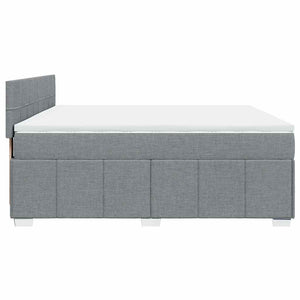 Κρεβάτι Boxspring με Στρώμα Ανοιχτό Γκρι 200x200 εκ. Υφασμάτινο