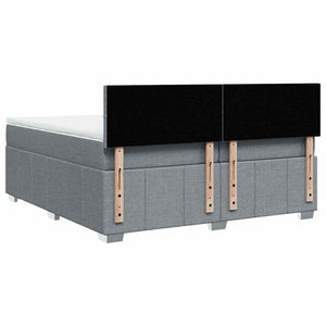 Κρεβάτι Boxspring με Στρώμα Ανοιχτό Γκρι 200x200 εκ. Υφασμάτινο