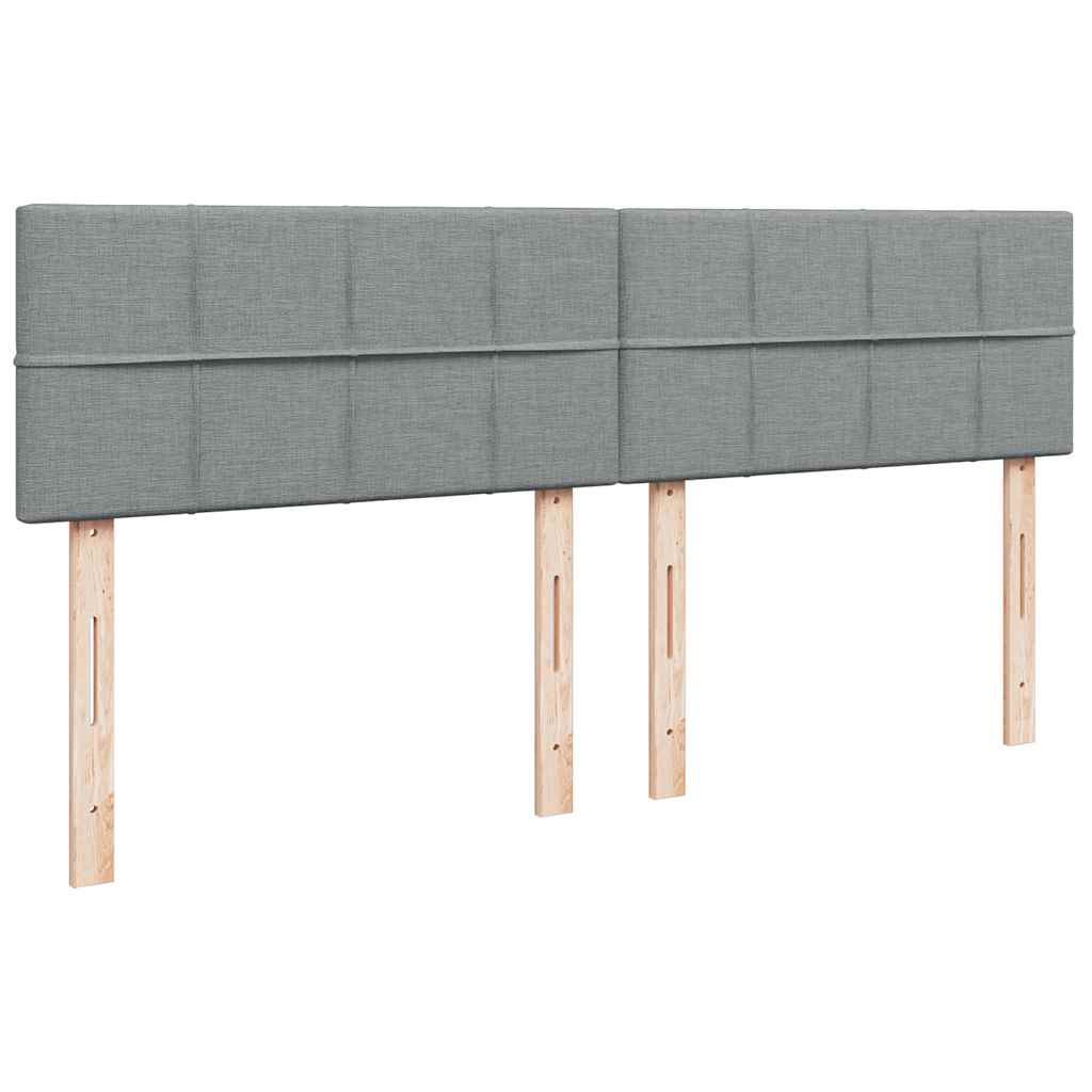 Κρεβάτι Boxspring με Στρώμα Ανοιχτό Γκρι 200x200 εκ. Υφασμάτινο
