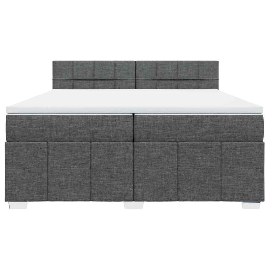 Κρεβάτι Boxspring με Στρώμα Σκούρο Γκρι 200x200 εκ. Υφασμάτινο - Pakobazaar