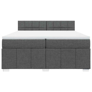 Κρεβάτι Boxspring με Στρώμα Σκούρο Γκρι 200x200 εκ. Υφασμάτινο - Pakobazaar