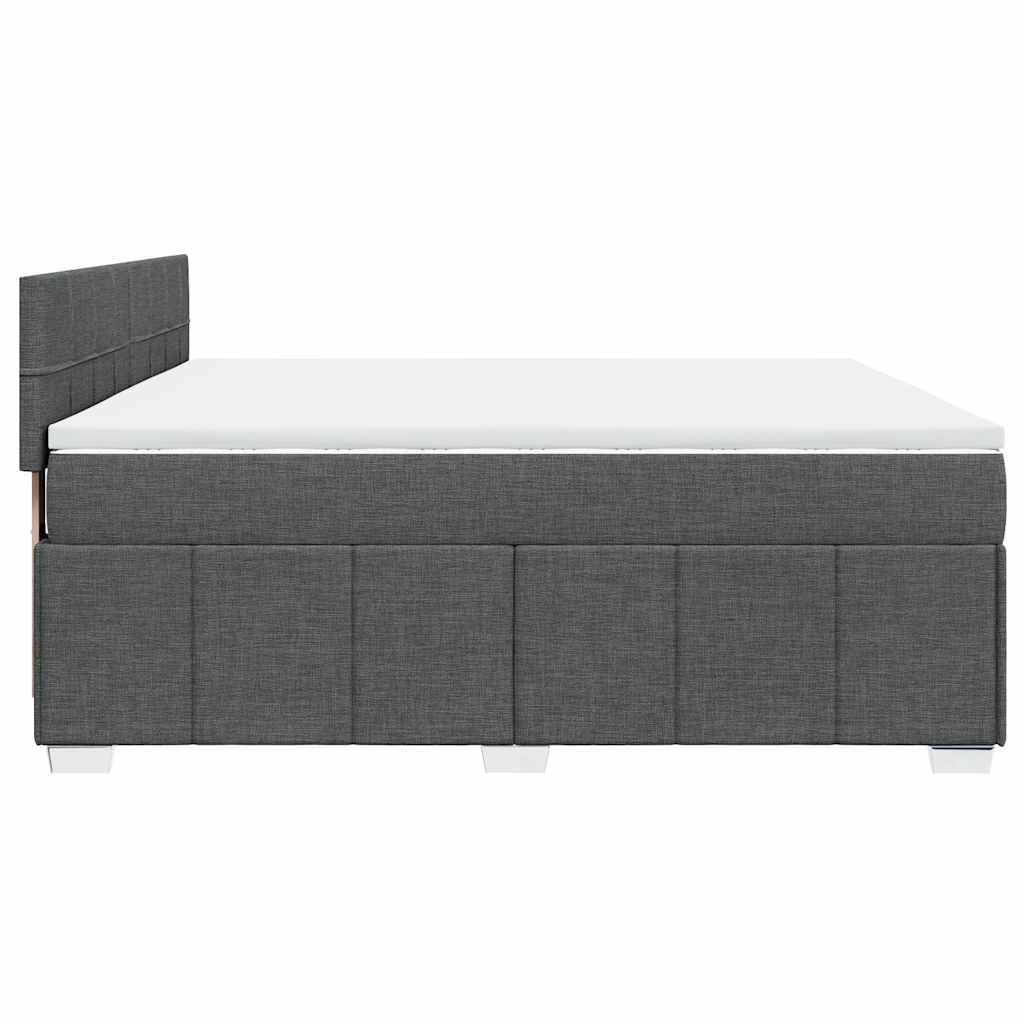 Κρεβάτι Boxspring με Στρώμα Σκούρο Γκρι 200x200 εκ. Υφασμάτινο - Pakobazaar