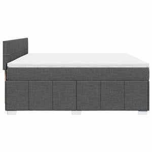 Κρεβάτι Boxspring με Στρώμα Σκούρο Γκρι 200x200 εκ. Υφασμάτινο - Pakobazaar