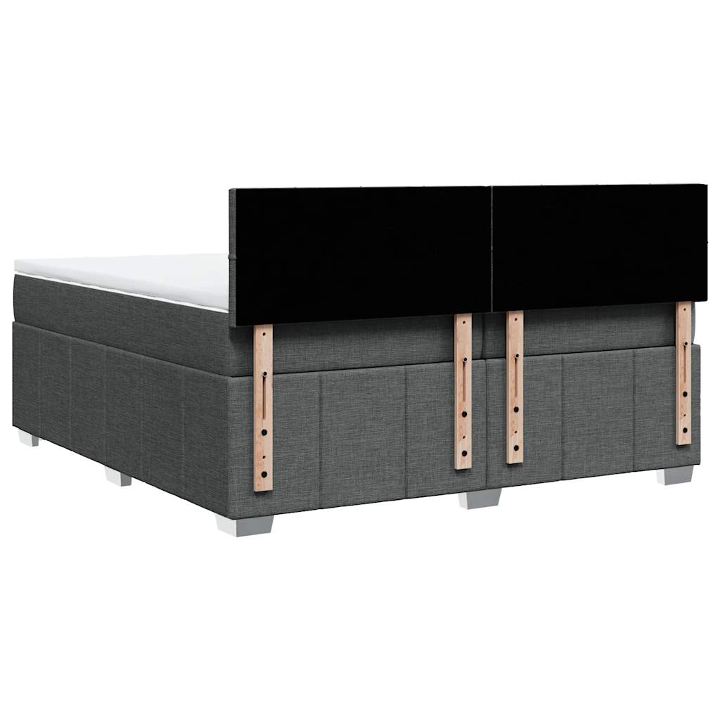 Κρεβάτι Boxspring με Στρώμα Σκούρο Γκρι 200x200 εκ. Υφασμάτινο - Pakobazaar