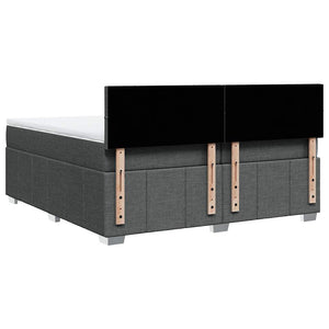 Κρεβάτι Boxspring με Στρώμα Σκούρο Γκρι 200x200 εκ. Υφασμάτινο - Pakobazaar