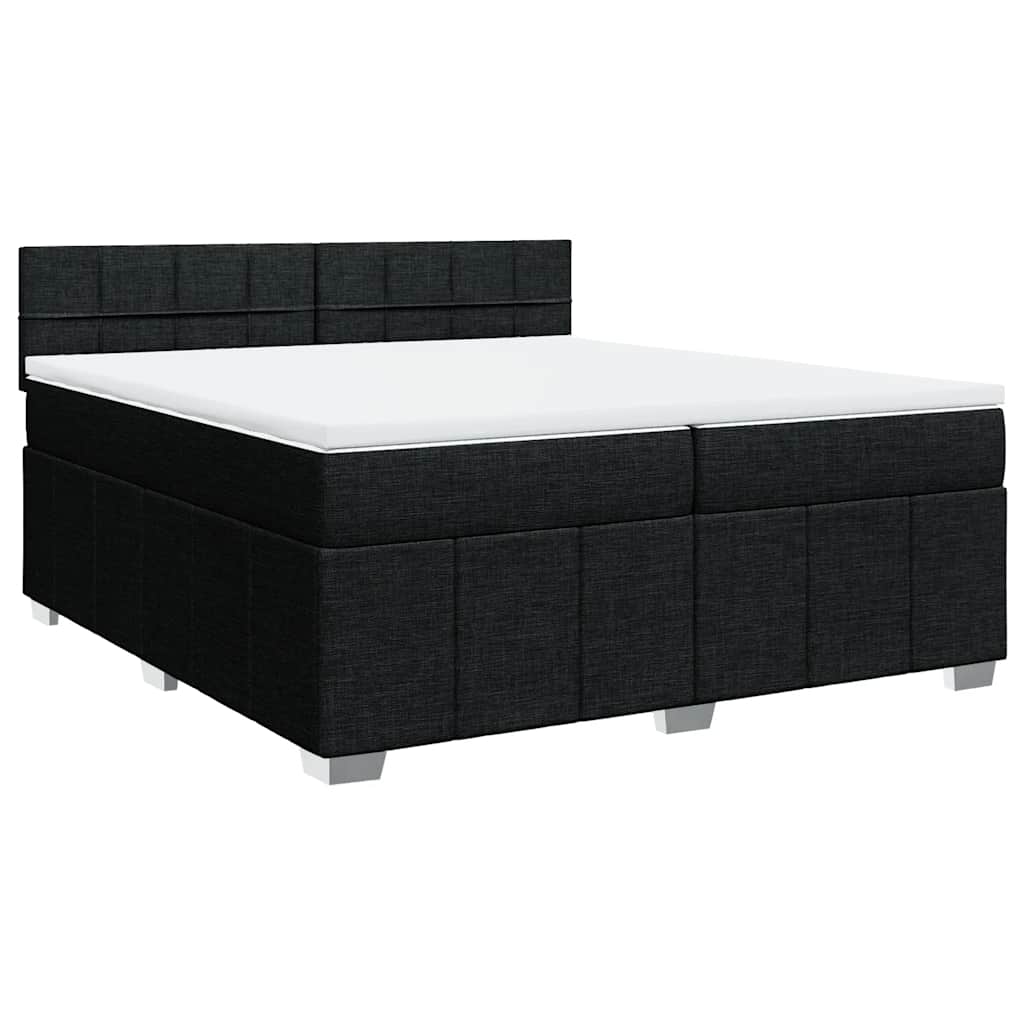 Κρεβάτι Boxspring με Στρώμα Μαύρο 200x200 εκ. Υφασμάτινο - Pakobazaar