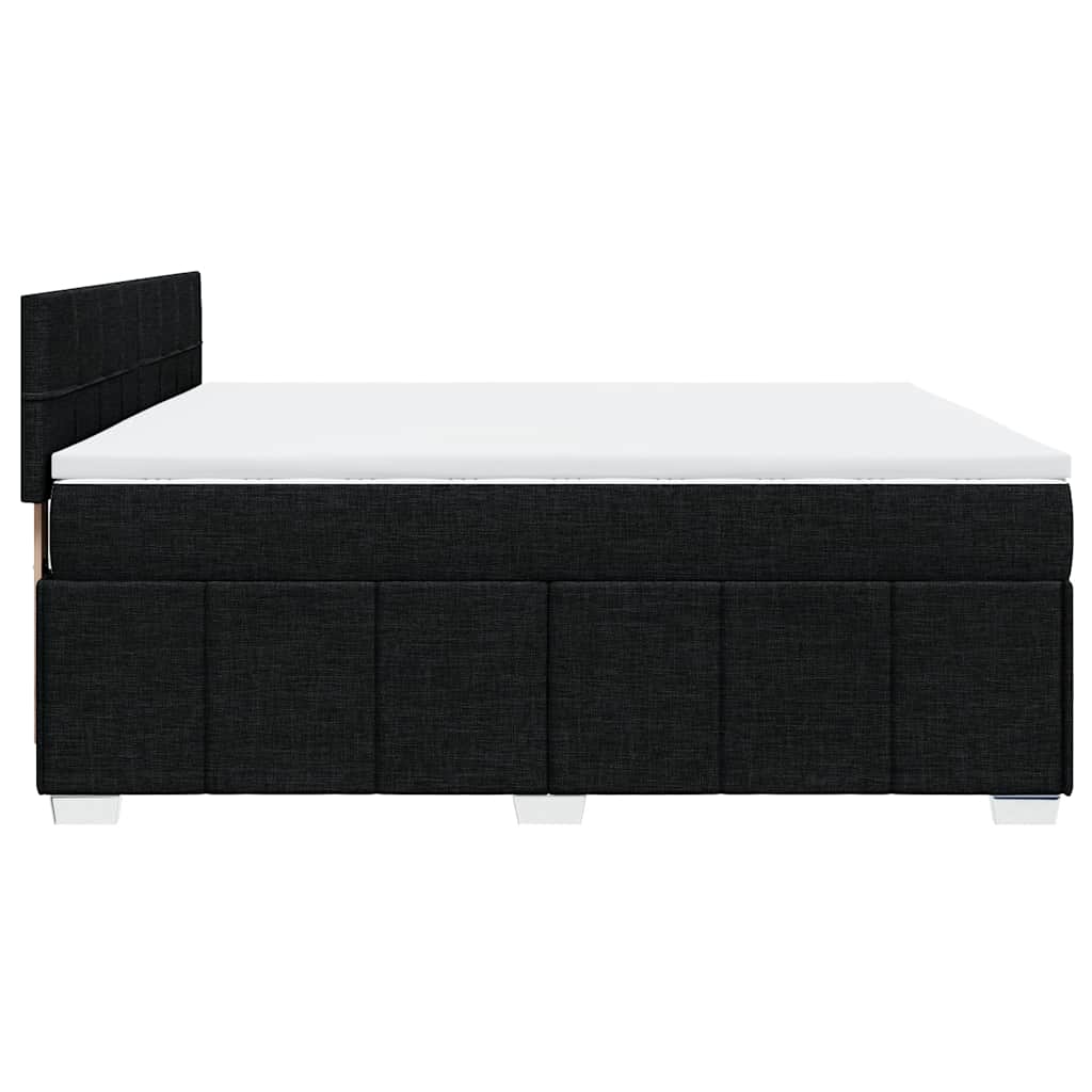 Κρεβάτι Boxspring με Στρώμα Μαύρο 200x200 εκ. Υφασμάτινο - Pakobazaar