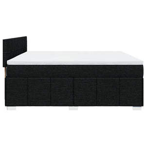 Κρεβάτι Boxspring με Στρώμα Μαύρο 200x200 εκ. Υφασμάτινο - Pakobazaar