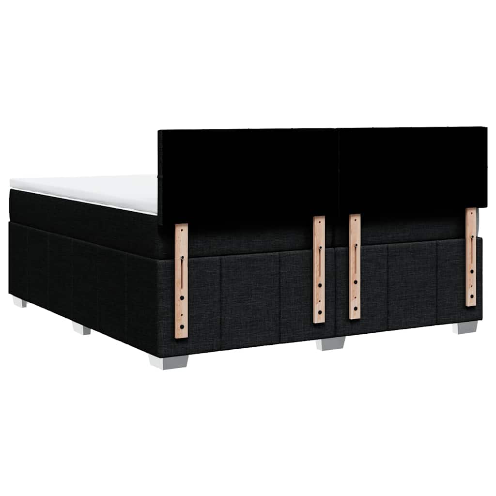 Κρεβάτι Boxspring με Στρώμα Μαύρο 200x200 εκ. Υφασμάτινο - Pakobazaar