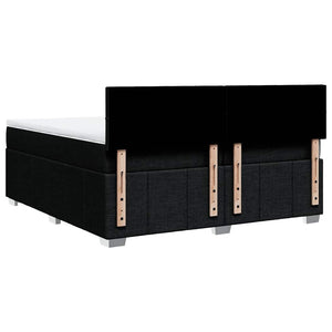 Κρεβάτι Boxspring με Στρώμα Μαύρο 200x200 εκ. Υφασμάτινο - Pakobazaar