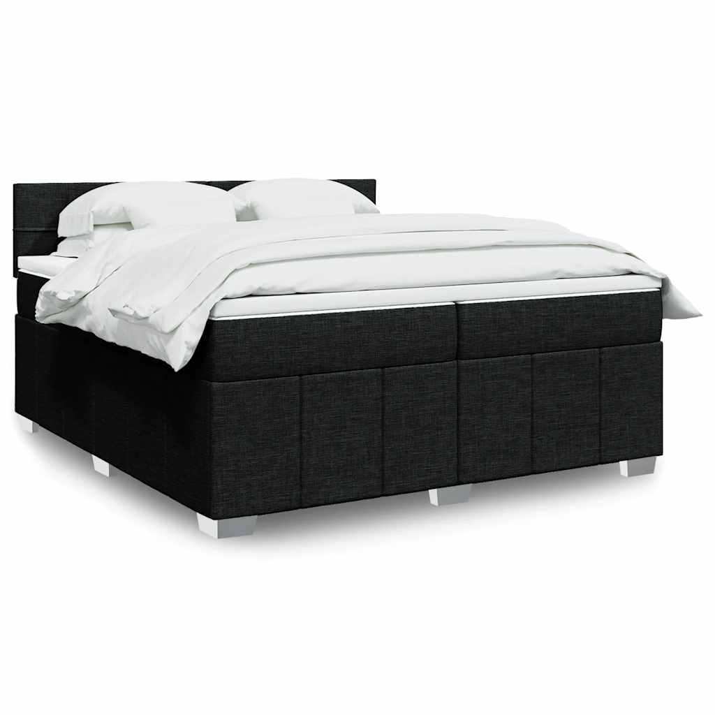 Κρεβάτι Boxspring με Στρώμα Μαύρο 200x200 εκ. Υφασμάτινο - Pakobazaar