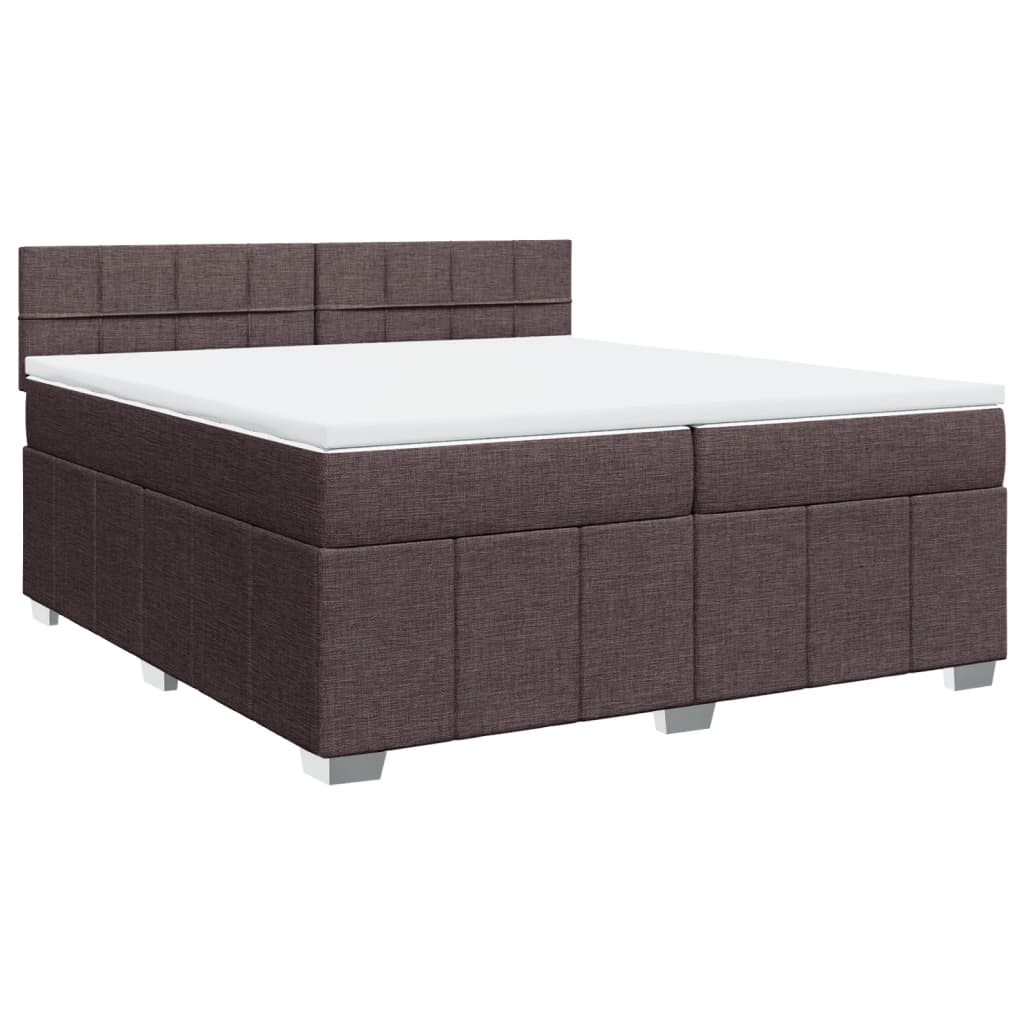 Κρεβάτι Boxspring με Στρώμα Σκούρο Καφέ 200x200 εκ. Υφασμάτινο