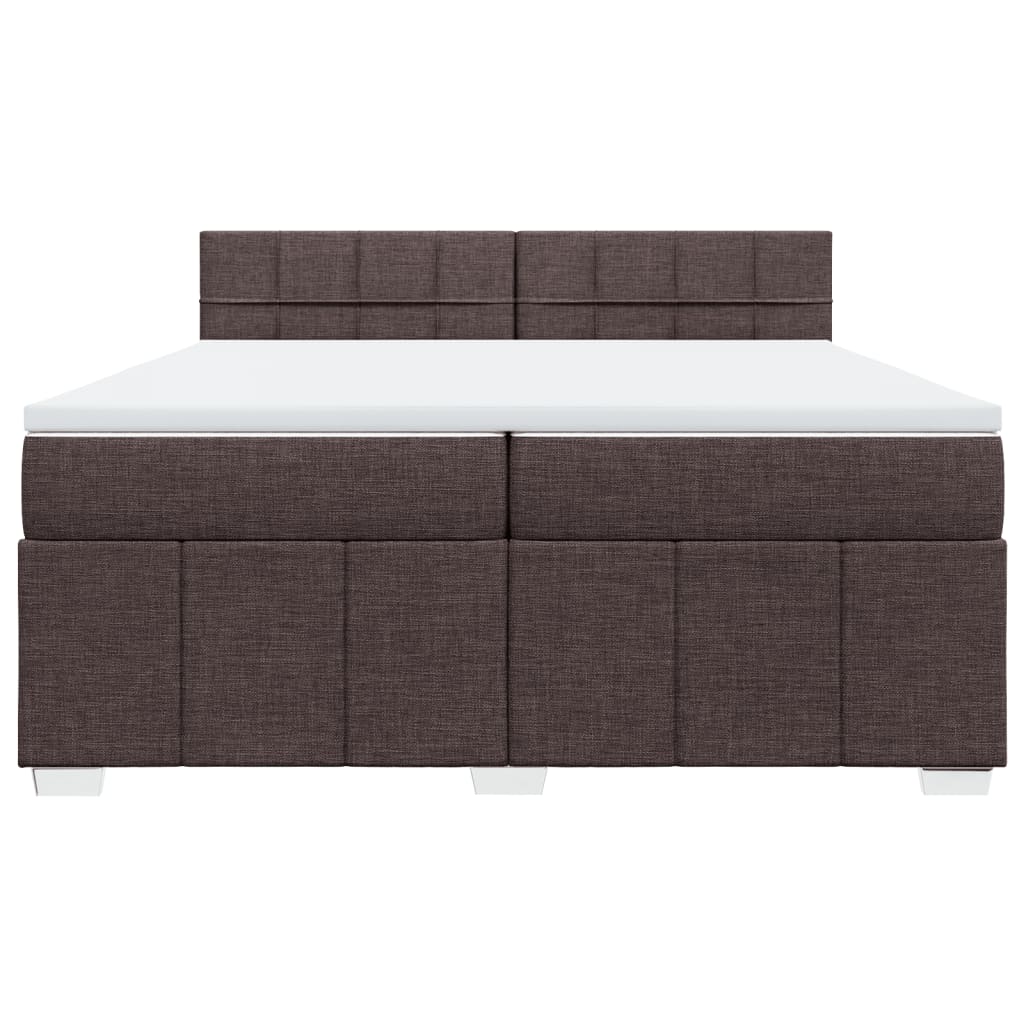 Κρεβάτι Boxspring με Στρώμα Σκούρο Καφέ 200x200 εκ. Υφασμάτινο
