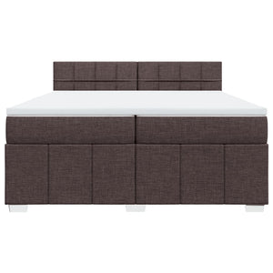 Κρεβάτι Boxspring με Στρώμα Σκούρο Καφέ 200x200 εκ. Υφασμάτινο