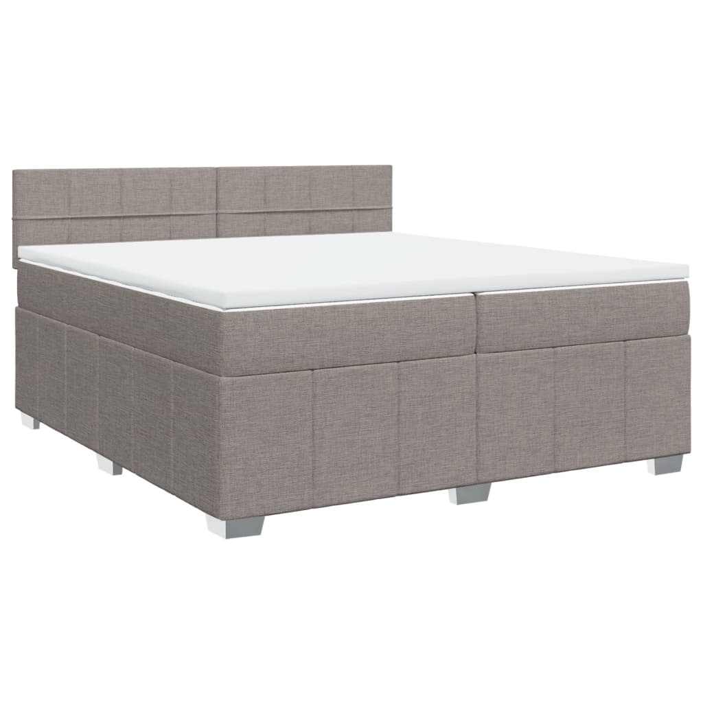 Κρεβάτι Boxspring με Στρώμα Taupe 200x200 εκ. Υφασμάτινο - Pakobazaar