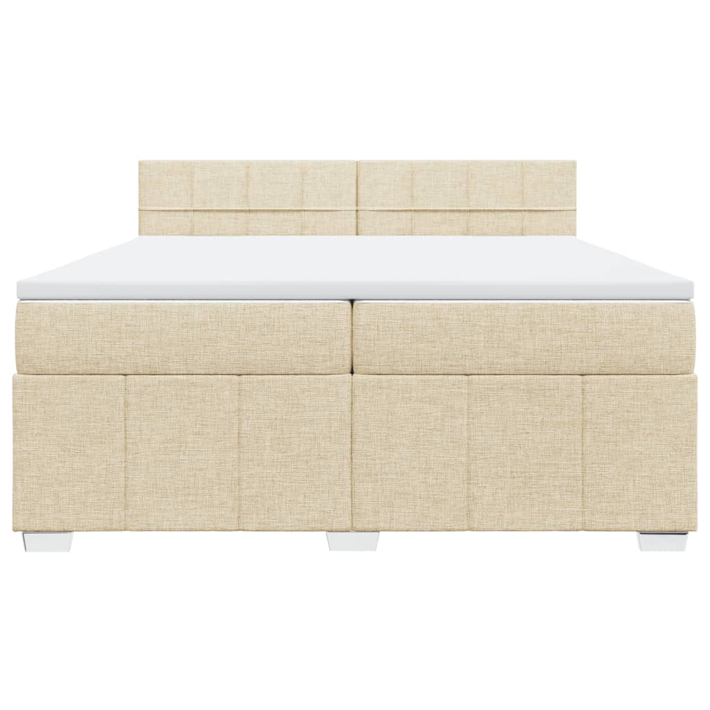 Κρεβάτι Boxspring με Στρώμα Κρεμ 200x200 εκ. Υφασμάτινο