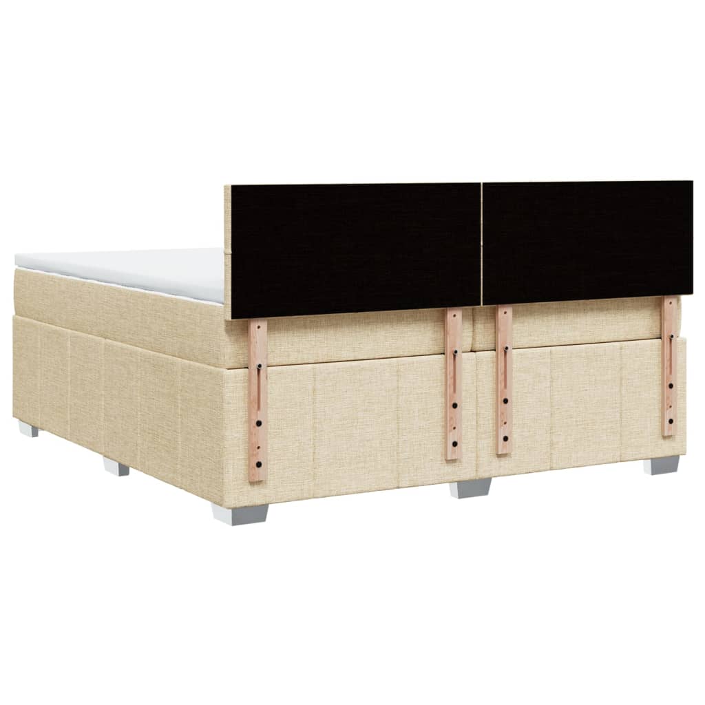Κρεβάτι Boxspring με Στρώμα Κρεμ 200x200 εκ. Υφασμάτινο