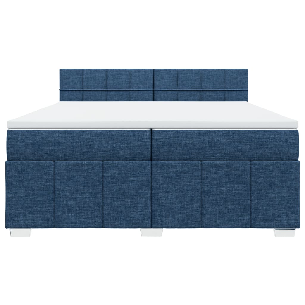Κρεβάτι Boxspring με Στρώμα Μπλε 200x200 εκ. Υφασμάτινο