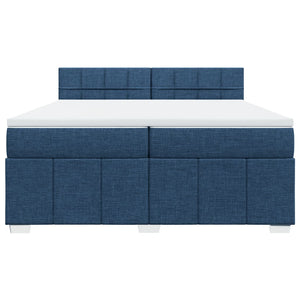Κρεβάτι Boxspring με Στρώμα Μπλε 200x200 εκ. Υφασμάτινο
