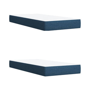 Κρεβάτι Boxspring με Στρώμα Μπλε 200x200 εκ. Υφασμάτινο