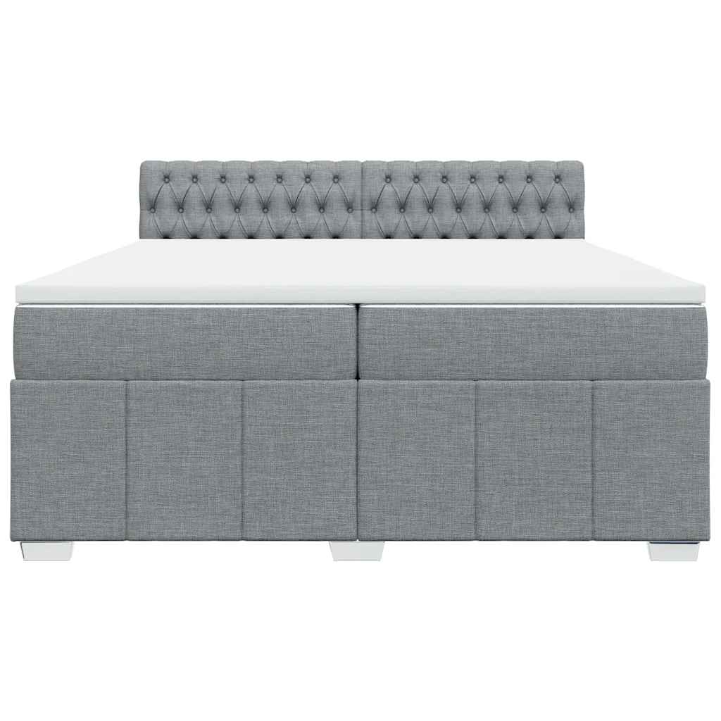 Κρεβάτι Boxspring με Στρώμα Ανοιχτό Γκρι 200x200 εκ. Υφασμάτινο - Pakobazaar