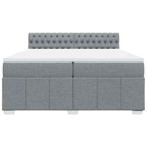 Κρεβάτι Boxspring με Στρώμα Ανοιχτό Γκρι 200x200 εκ. Υφασμάτινο - Pakobazaar