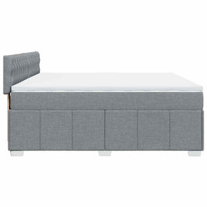 Κρεβάτι Boxspring με Στρώμα Ανοιχτό Γκρι 200x200 εκ. Υφασμάτινο - Pakobazaar