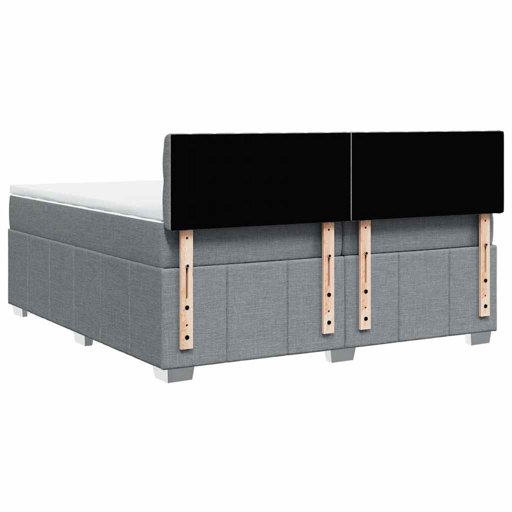 Κρεβάτι Boxspring με Στρώμα Ανοιχτό Γκρι 200x200 εκ. Υφασμάτινο - Pakobazaar