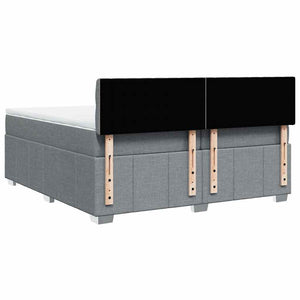 Κρεβάτι Boxspring με Στρώμα Ανοιχτό Γκρι 200x200 εκ. Υφασμάτινο - Pakobazaar