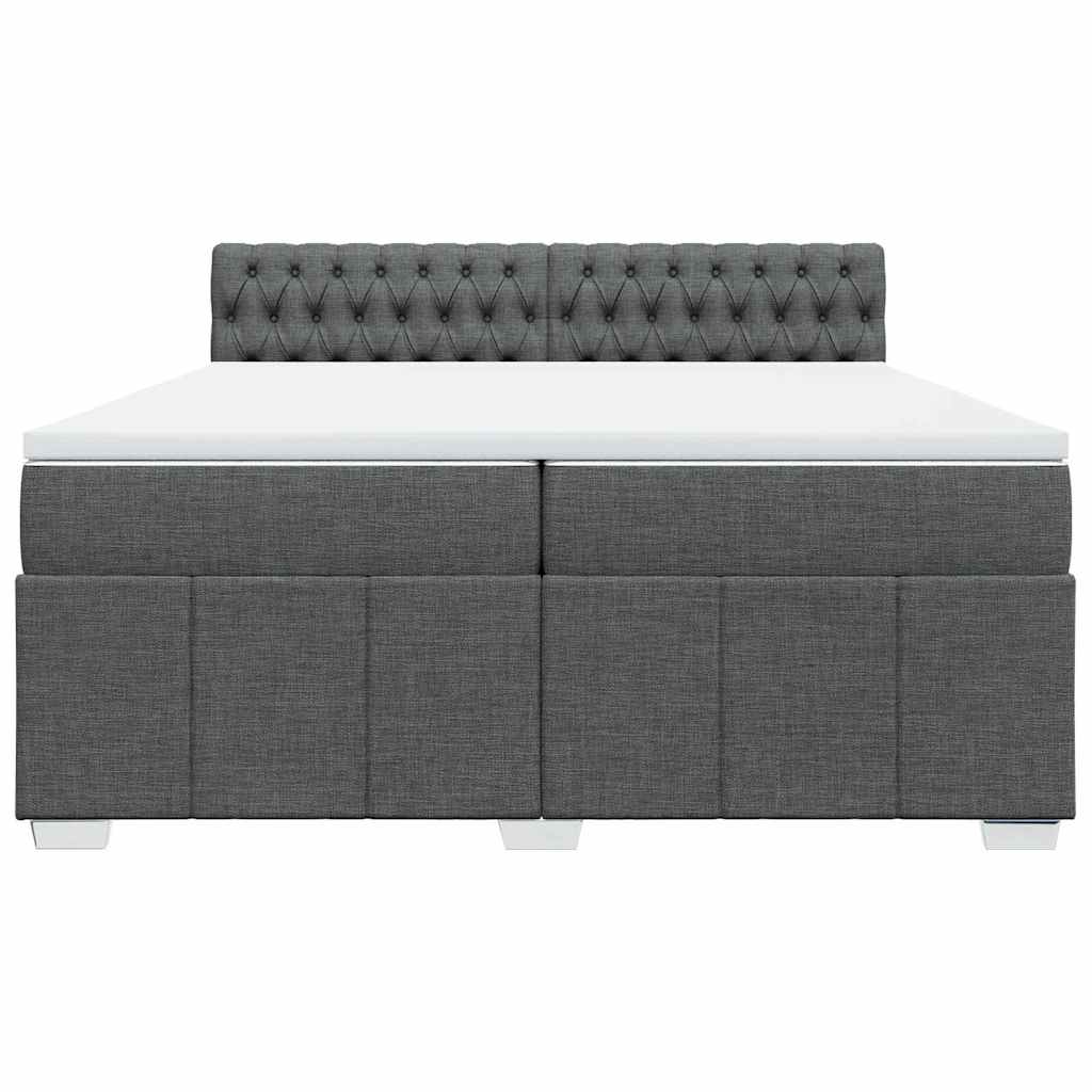 Κρεβάτι Boxspring με Στρώμα Σκούρο Γκρι 200x200 εκ. Υφασμάτινο